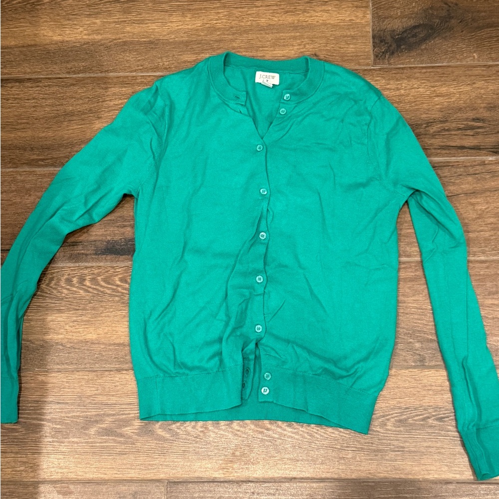 Green Button-Up Women's Sweater